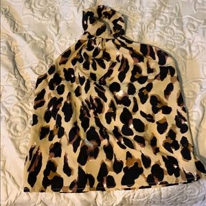 Cheetah print backless halter top